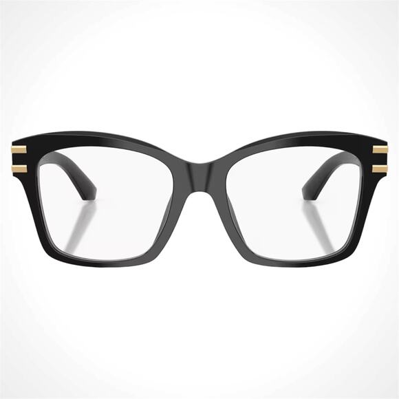 New Dolce&Gabbana Eyeglasses Black Square Gold Metal Logo 54-19 Glasses Frames - Picture 2 of 6